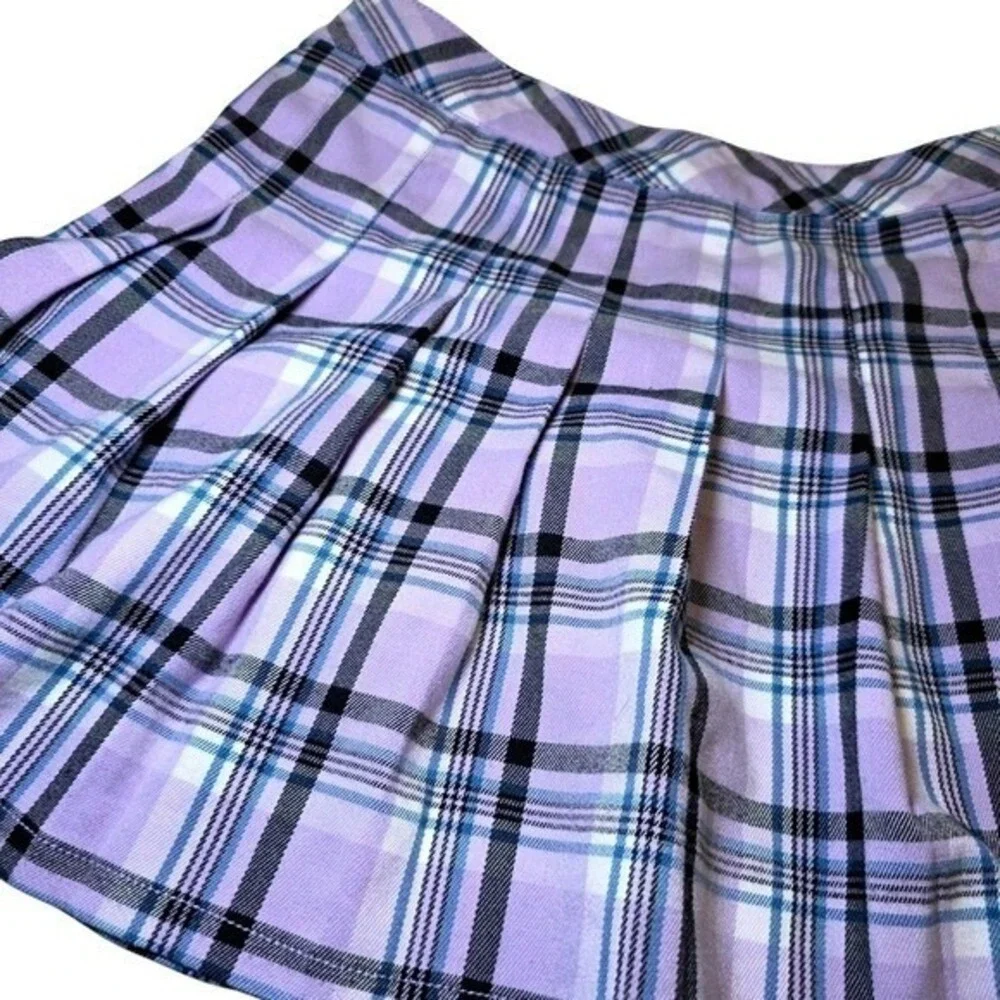Lavender‎ Plaid Pleated Mini Skirt Mamba Jeans  Purple Checkered Size M Y2K
